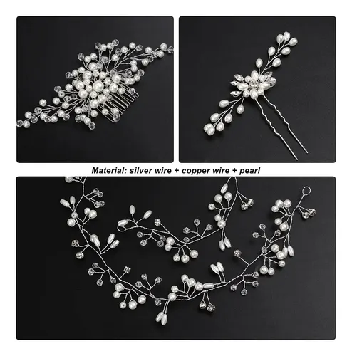 Juego De 4pcs Tocados De Novia Peinetas De Pelo 50cm