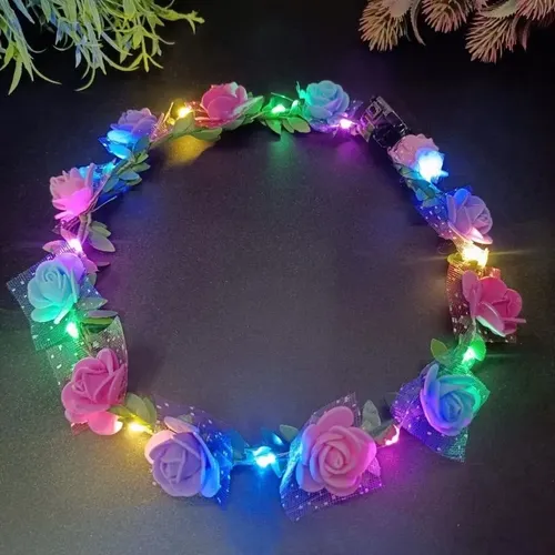 ` Corona De Flores Con Iluminación Led For Mujer, Boda, U