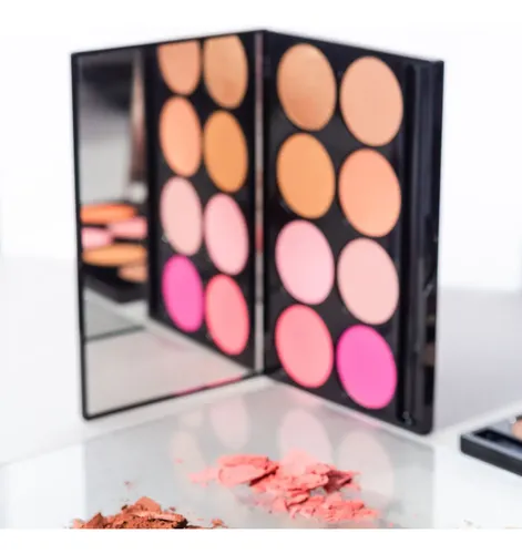Paleta Rubor Compacto 8 Tonos Con Espejo Xúlu Cosméticos