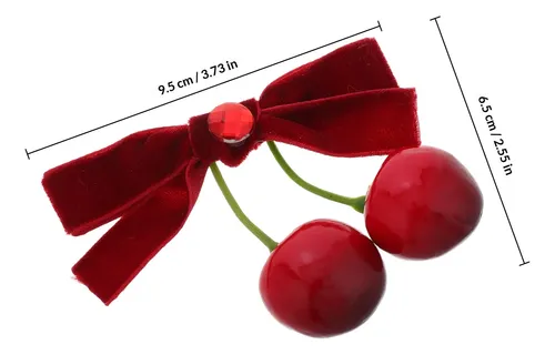 Clip De Pelo Lazo Rojo Suave Accesorio De Cereza