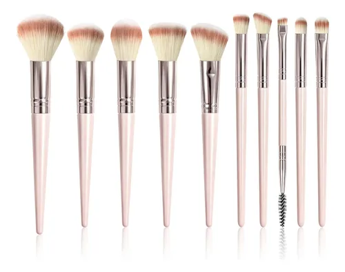 Set 10 Brochas De Maquillaje Koulate Sintéticas Rosa
