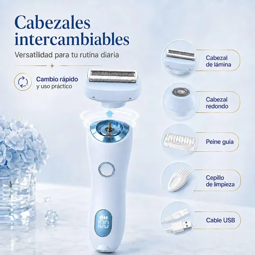 2en1 Doble Cabeza Depilador Corporal Recargable Indolor Usb