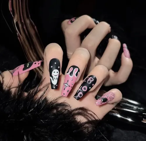 Uñas Postizas Press On Autoadhesiva Set Completo Halloween