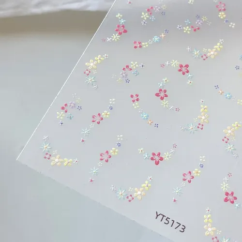 Pegatinas De Uñas Con Diseño Floral En Relieve, Tamaño Peque