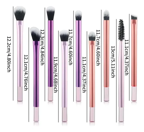 Set De 9 Brochas De Maquillaje De Colores