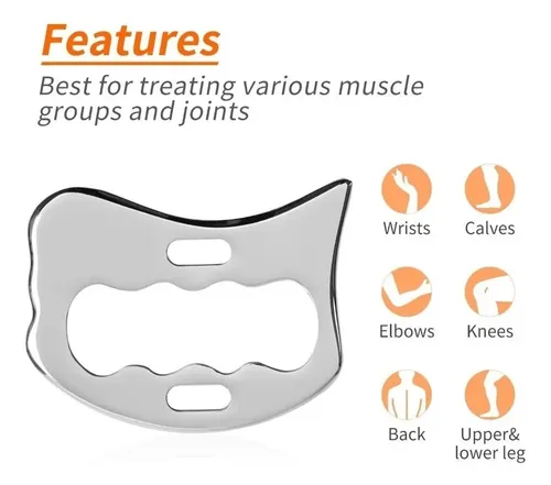 Placa Gua Sha Acero Inoxidable Alivio Dolor Masaje Relajante Plateado