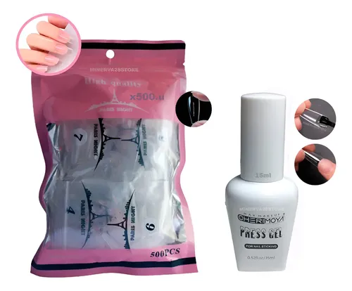 Kit Tips Soft Gel Paris Night X500u Press Gel Liquido Cherim