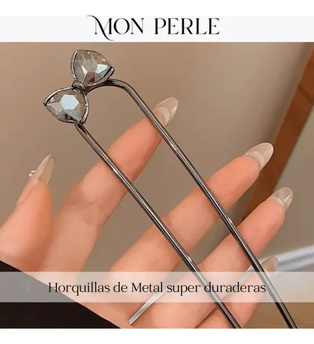 Horquilla Pelo Metal Palito Chino Rodetero Moño De Strass