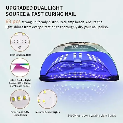 Lámpara De Uñas Uv De 288 W Con 63 Cuentas Led