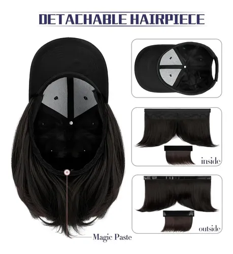 Qlenkay Gorra Baseball Con Extensiones De Pelo Estilo Bob