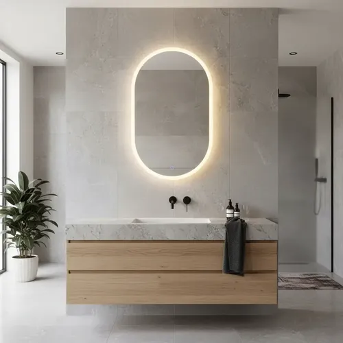 Espejo Ovalado Píldora Led 70x40cm Dimerizable Botón Táctil