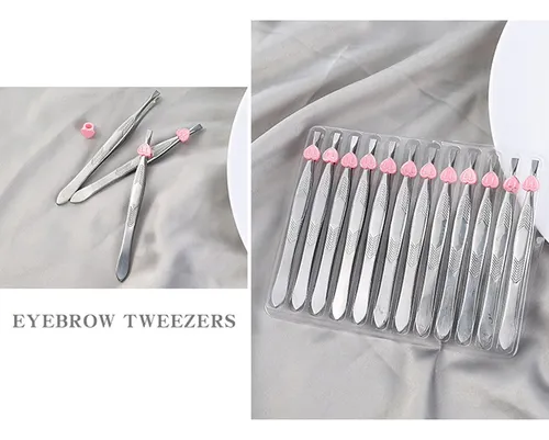 12pcs Pinzas Para Cejas Corazón Acero Inoxidable