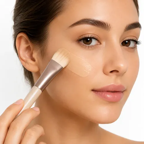 Brocha Pincel Plano Aplicadora De Base De Maquillaje