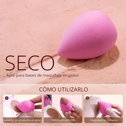 8 Esponjas Maquillaje Huevo Lavables Rosa Mediana Rosa Mediana
