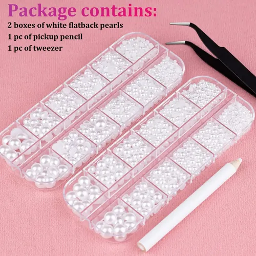 Perlas Blancas Planas Para Uñas Y Manualidades Kit X2