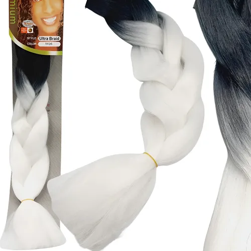 Kanekalon Trenza Térmico Pelo Degrade Blanco-negro Yy26 Lfme