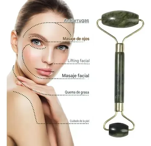 Masajeador Set X2 Doble Rodillo Jade Facial Corporal Drenaje Veoquiero