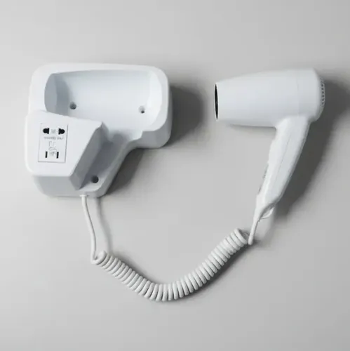 Secador De Pelo Manual Para Pared Hotel Blanco