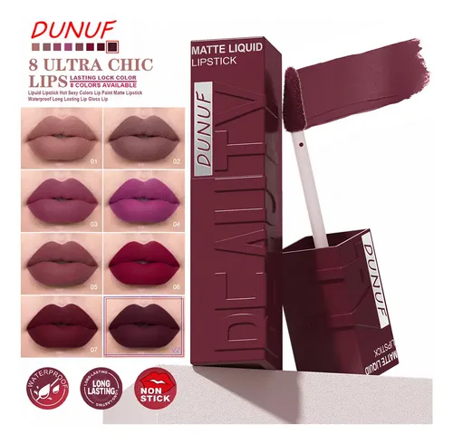 Set 8 Labiales Líquidos Mate Larga Duración Dunuf