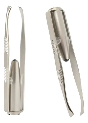 2 Pinzas Para Cejas De Acero Inoxidable Con Luz Led, Pinzas