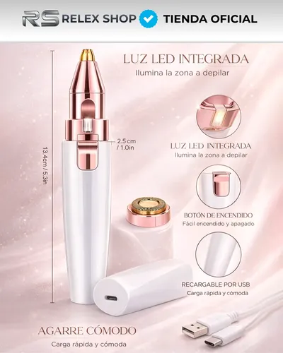 Depilador Facial Vello Corporal Luz Recargable 2 En 1 Mujer