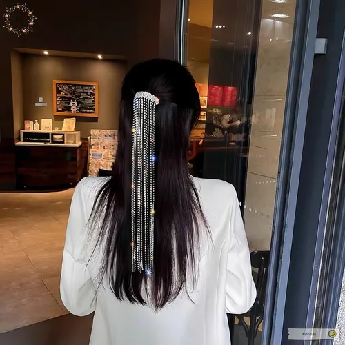 A Pinza De Pelo Brillante Para Mujer Con Flecos Largos Y .