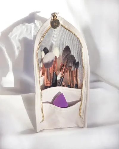 Porta Y Organizador De Pinceles Y Brochas De Maquillaje Ckm Crema