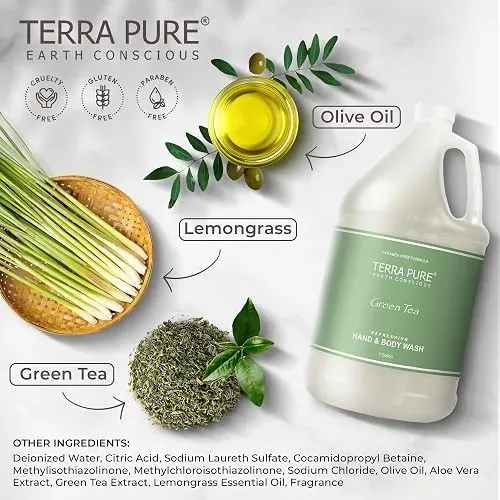Jabón Corporal Y Manos Terra Pure Galón Té Verde Y