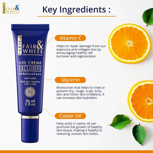 Gel Aclarante De Manchas Con  Vitamina C  Fair & White Todo Tipo De Piel Noche