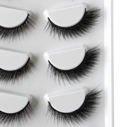 Caja con 5 pares de pestañas postizas naturales con forma de zorro, M10, visón 3D, con volumen ruso, pestañas postizas