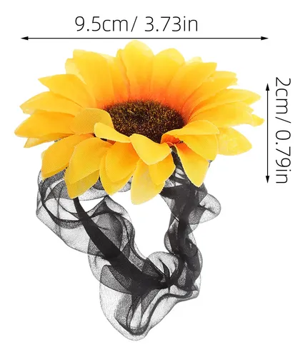 ..10 Cintas Para El Pelo Con Forma De Girasol: Bandas Amarillo Sunflower