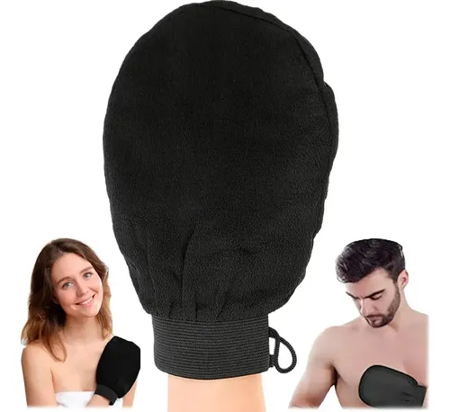 Guante X2 Exfoliante Ducha Limpieza Suave Color Negro