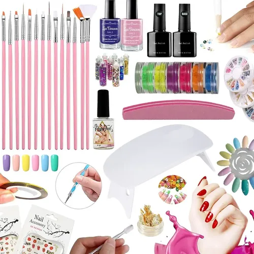 Kit De Inicio 60 Un Deco Esmaltes Semipermanentes Cabina Led