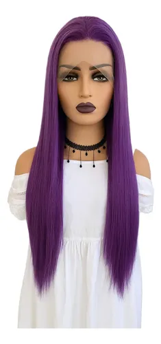 Peluca Lace Front Adiolacba Premium Símil Natural 70 Cm Tamaño De La Base Regulable Tono Violeta Intenso