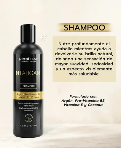 Kit Capilar NH Argán de Nissi Hair con Pro-Vitamina B5 y Vitamina E para Cabello Dañado