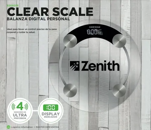 Balanza Digital De Pie Piso Clear Scale Zenith 180kg Vidrio