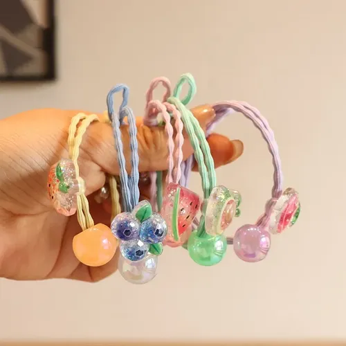 Cintas Para El Pelo Con Frutas Para Cola De Caballo, Pinzas  Rosa Claro