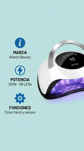 Cabina Uñas Lampara Uv Led 120w 36 Luces Profesional Secado Rapido Pantalla Tactil Sensor Proximidad Timer Manicura Pedicura Manos Pies Esmalte Semipermanente Gel Portatil Manija Transportadora Salon