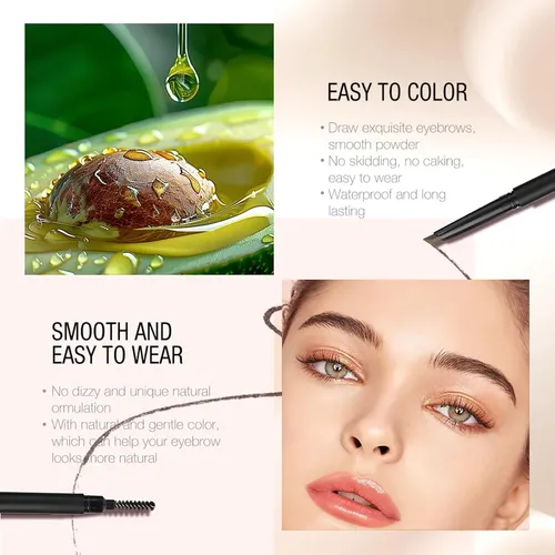 Lápiz Para Cejas Yigumy Retráctil Punta Ultra Fina Marrón