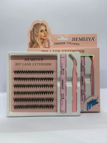Set Pestañas Postizas Jmy Cluster 0.07d 30p Adhesivo Pinza
