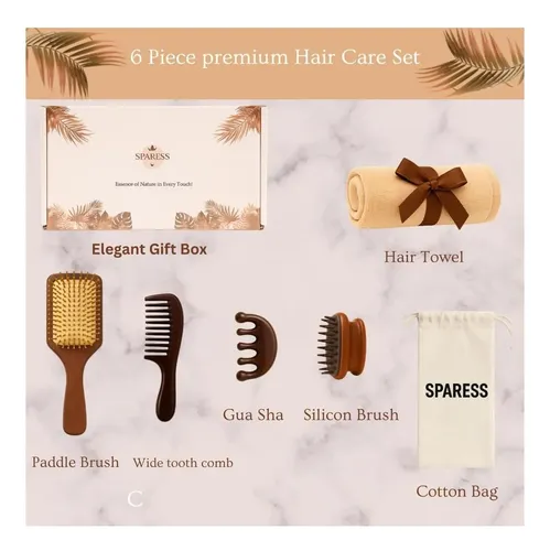 Set De Regalo Con Cepillo Y Peine De Madera Para El Cabello Sandalwood Brown