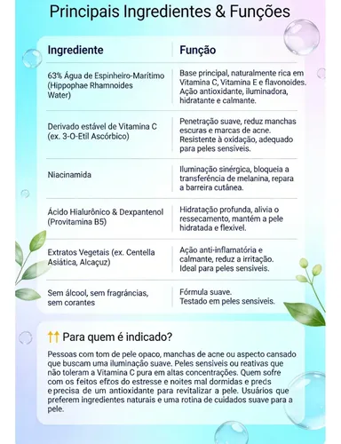Suero Iluminador Antioxidante Suave, Piel Sensible