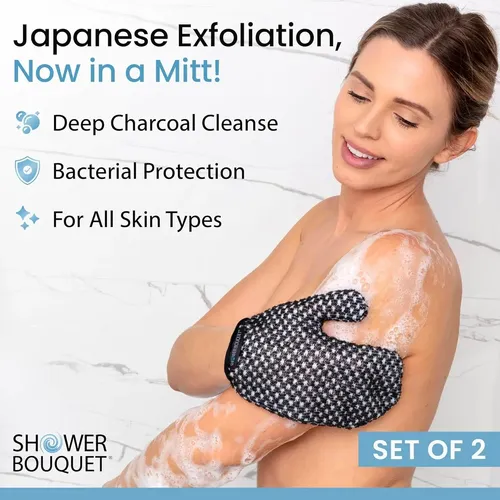 Guantes Exfoliantes Shower Bouquet 2-pack Carbón Blanco