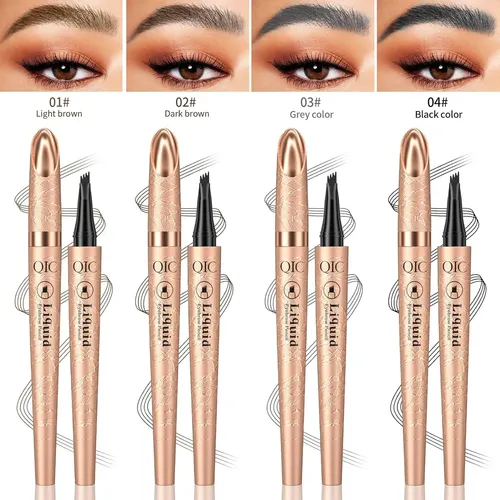 Lápiz De Cejas Yulinlon 4 Puntas Impermeable Marrón Claro