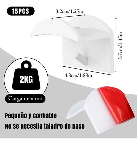 Set De 15 Ganchos Adhesivos Para Gorras, Sin Perforar,