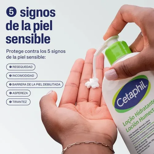Loción hidratante corporal y facial Cetaphil para piel sensible, normal a seca, 1 litro, 48 h de hidratación