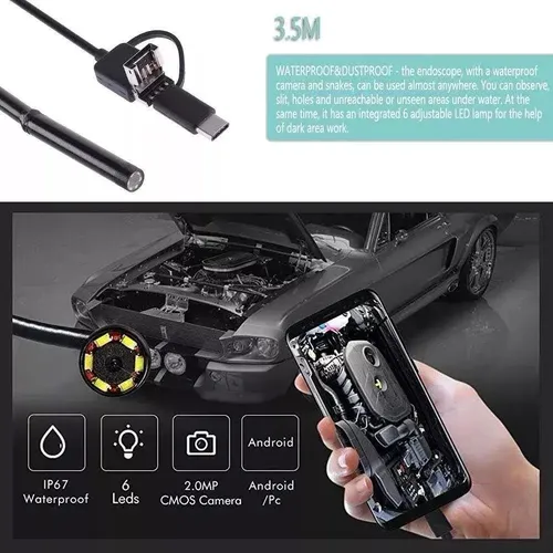Cámara Endoscopio Sivrock 5m Boroscopio Para Celular LED Sumergible