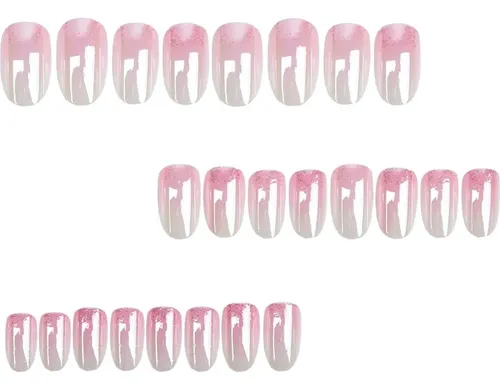 Uñas Acrílicas Ombre Rosadas Ovaladas 24 Pcs Wuhcim