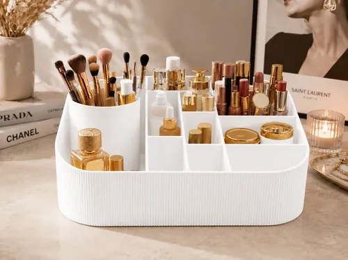 Organizador De Maquillaje Blanco Porta Cosméticos Premium