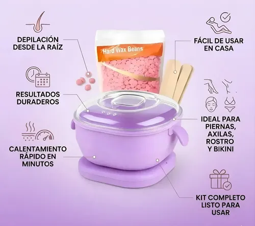 Kit Depilación Calentador Plegable De Cera 3 En 1 Silicona